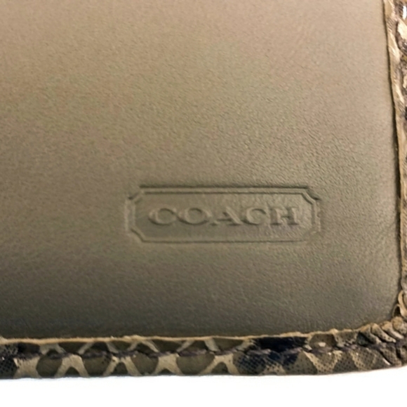 Coach SoHo Continental Exotic Black Embossed Python Print Leather Trifold Wallet - Picture 10 of 15